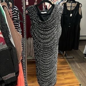 Women’s black and white polkadot style dress size 12